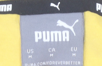 Puma Men Yellow White Colourblock Logo T-Shirt Size M