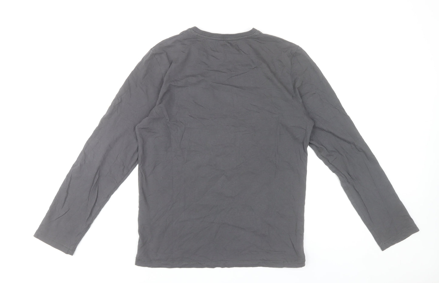 Tom Tailor Men Grey Small Long Sleeve Cotton Graphic T-Shirt