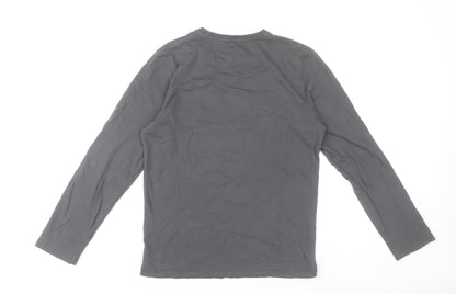 Tom Tailor Men Grey Small Long Sleeve Cotton Graphic T-Shirt