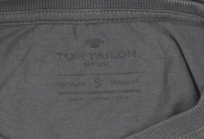Tom Tailor Men Grey Small Long Sleeve Cotton Graphic T-Shirt