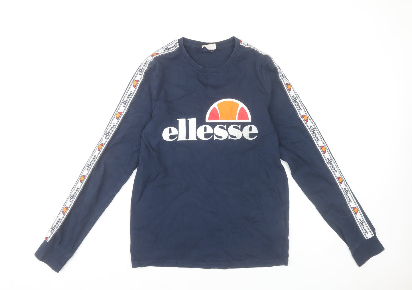 Ellesse Womens Blue Long Sleeve Logo T-Shirt UK 10 Cotton