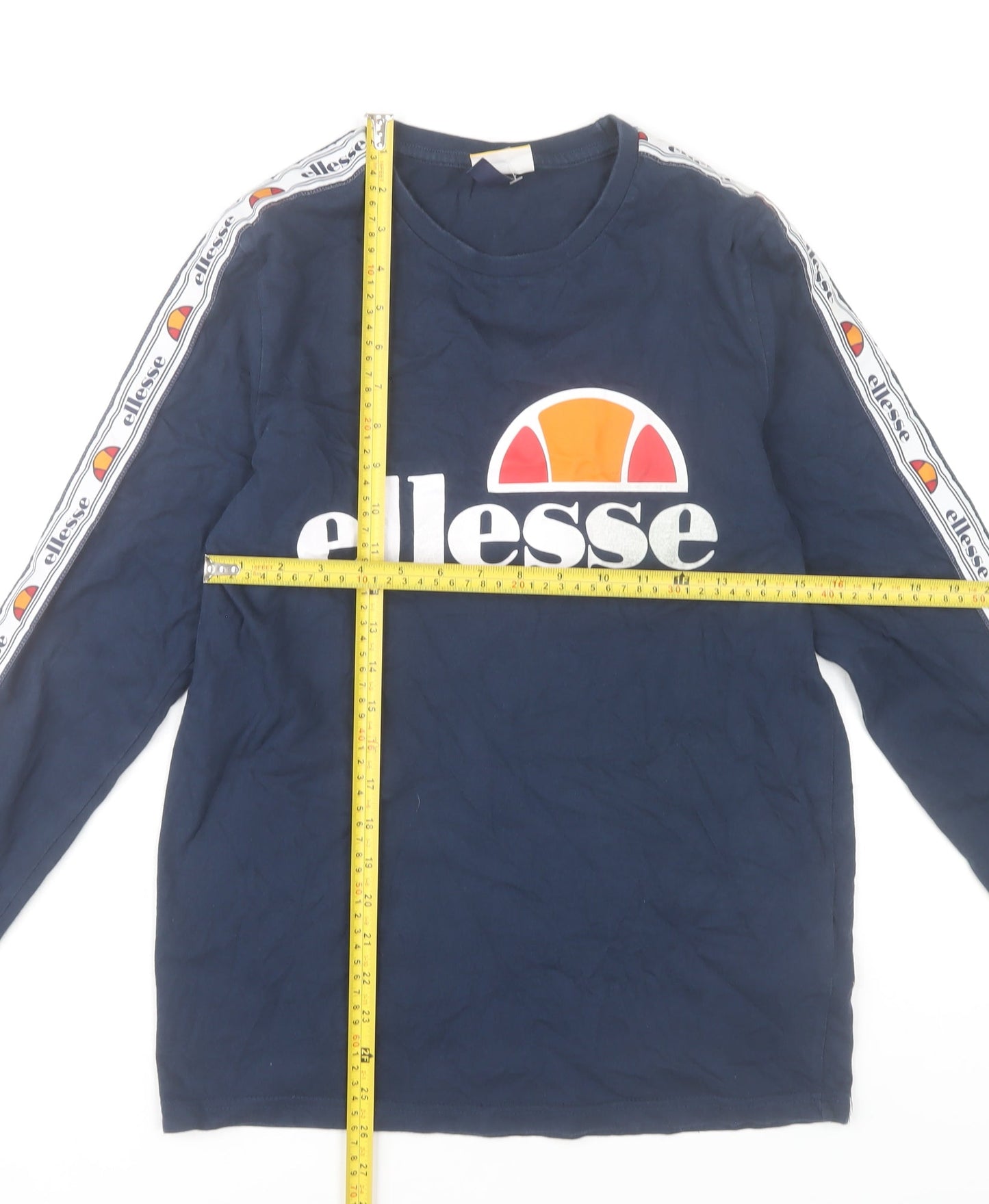 Ellesse Womens Blue Long Sleeve Logo T-Shirt UK 10 Cotton