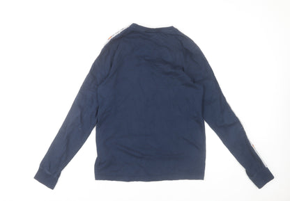 Ellesse Womens Blue Long Sleeve Logo T-Shirt UK 10 Cotton