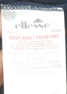 Ellesse Womens Blue Long Sleeve Logo T-Shirt UK 10 Cotton