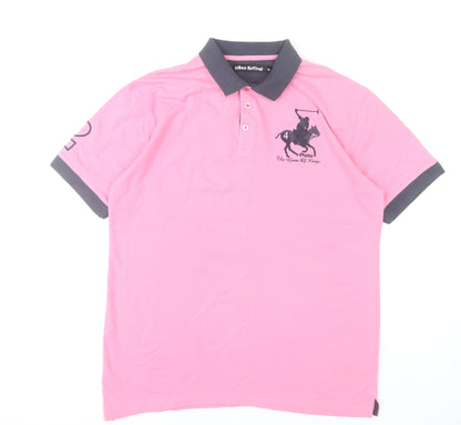 Urban Revival Men's Pink Polo Shirt Size M Cotton Blend Sports Style