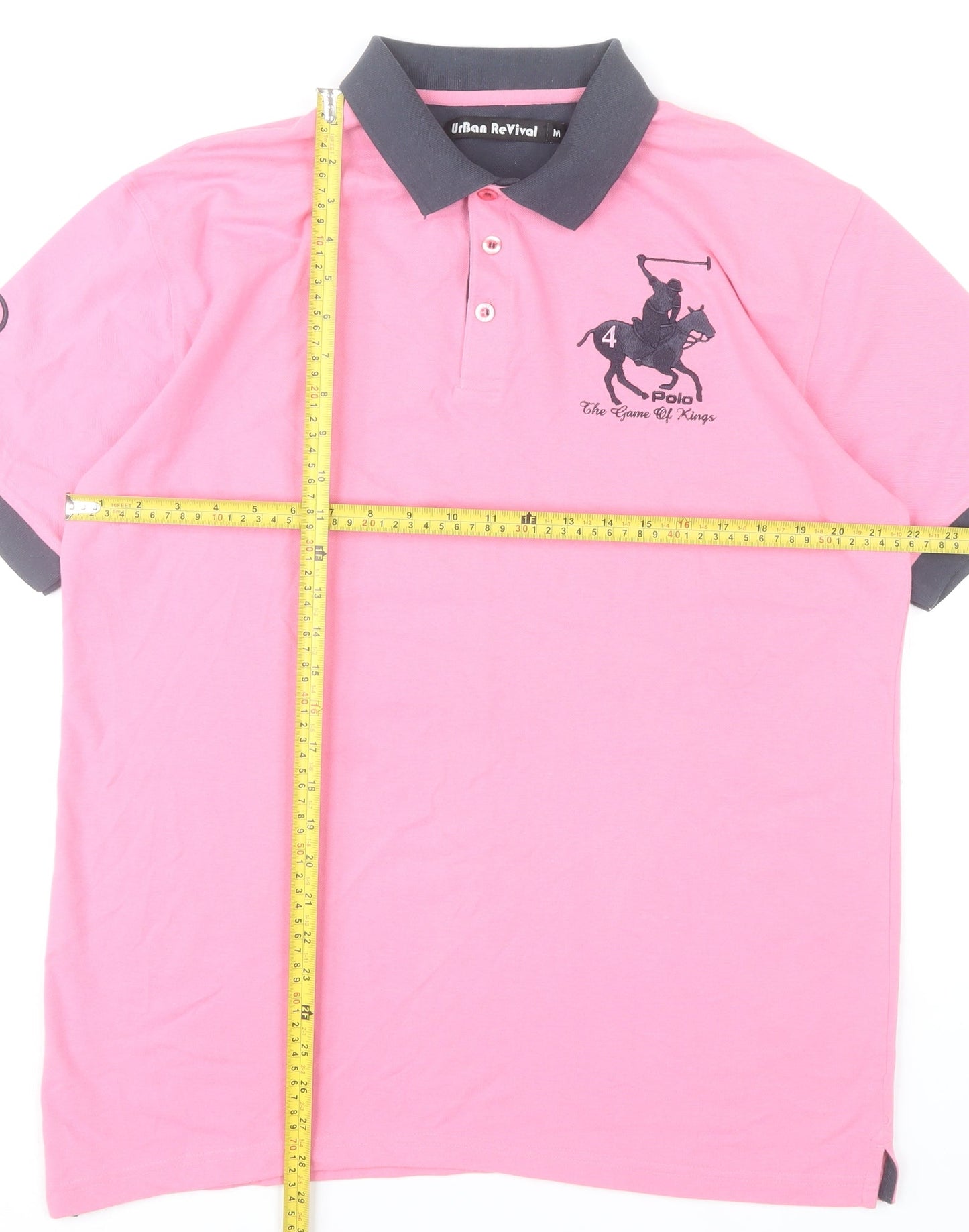 Urban Revival Men's Pink Polo Shirt Size M Cotton Blend Sports Style