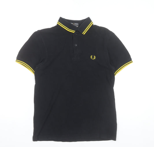 Fred Perry Men’s Black Polo Shirt S Slim Fit Cotton Logo
