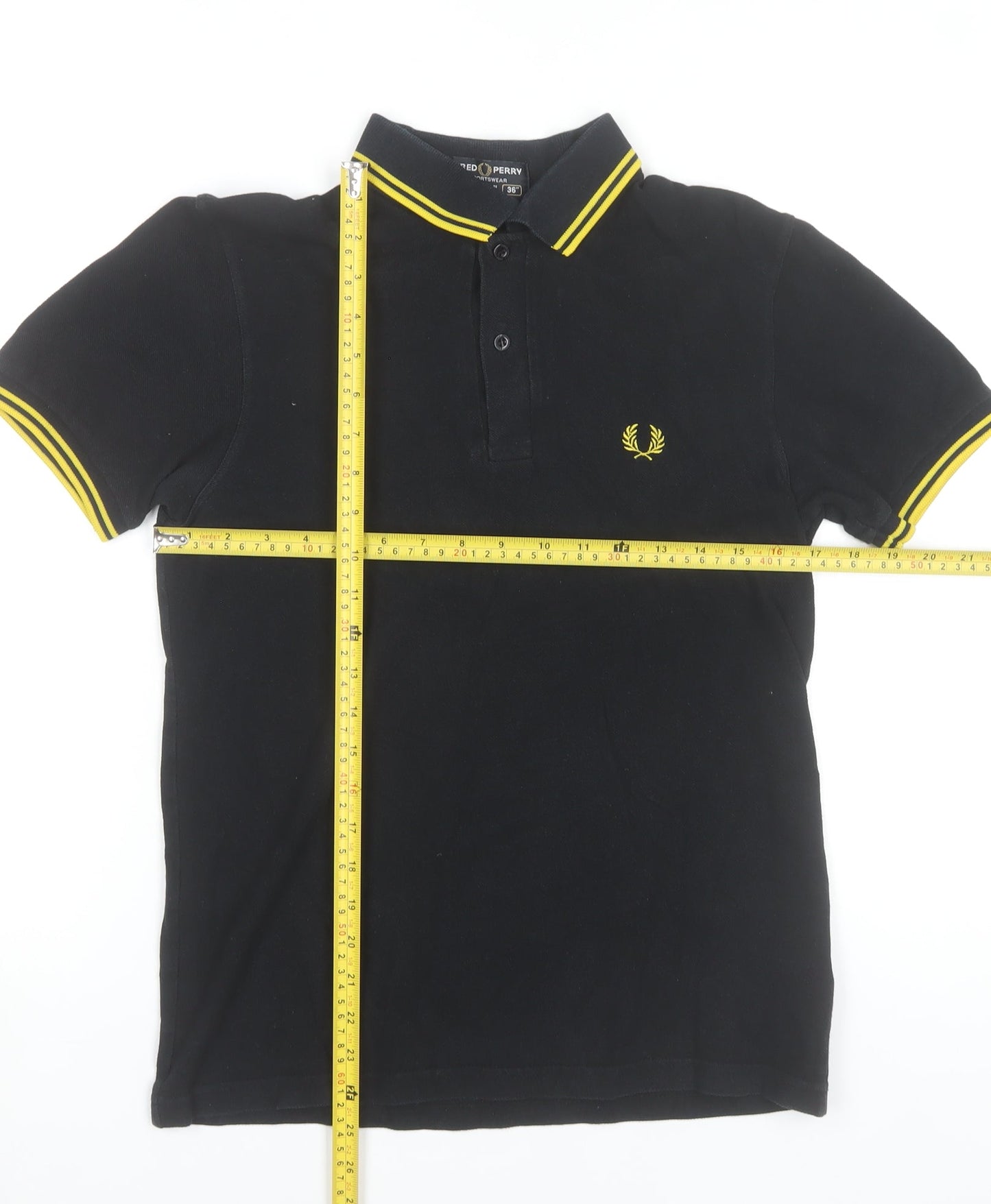 Fred Perry Men’s Black Polo Shirt S Slim Fit Cotton Logo
