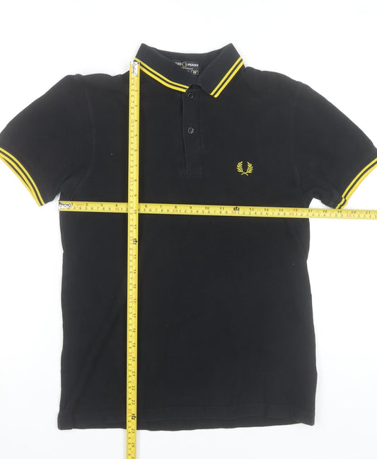 Fred Perry Men’s Black Polo Shirt S Slim Fit Cotton Logo