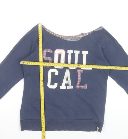 SoulCal Women’s Blue Sweatshirt Medium Logo Print Cotton Blend