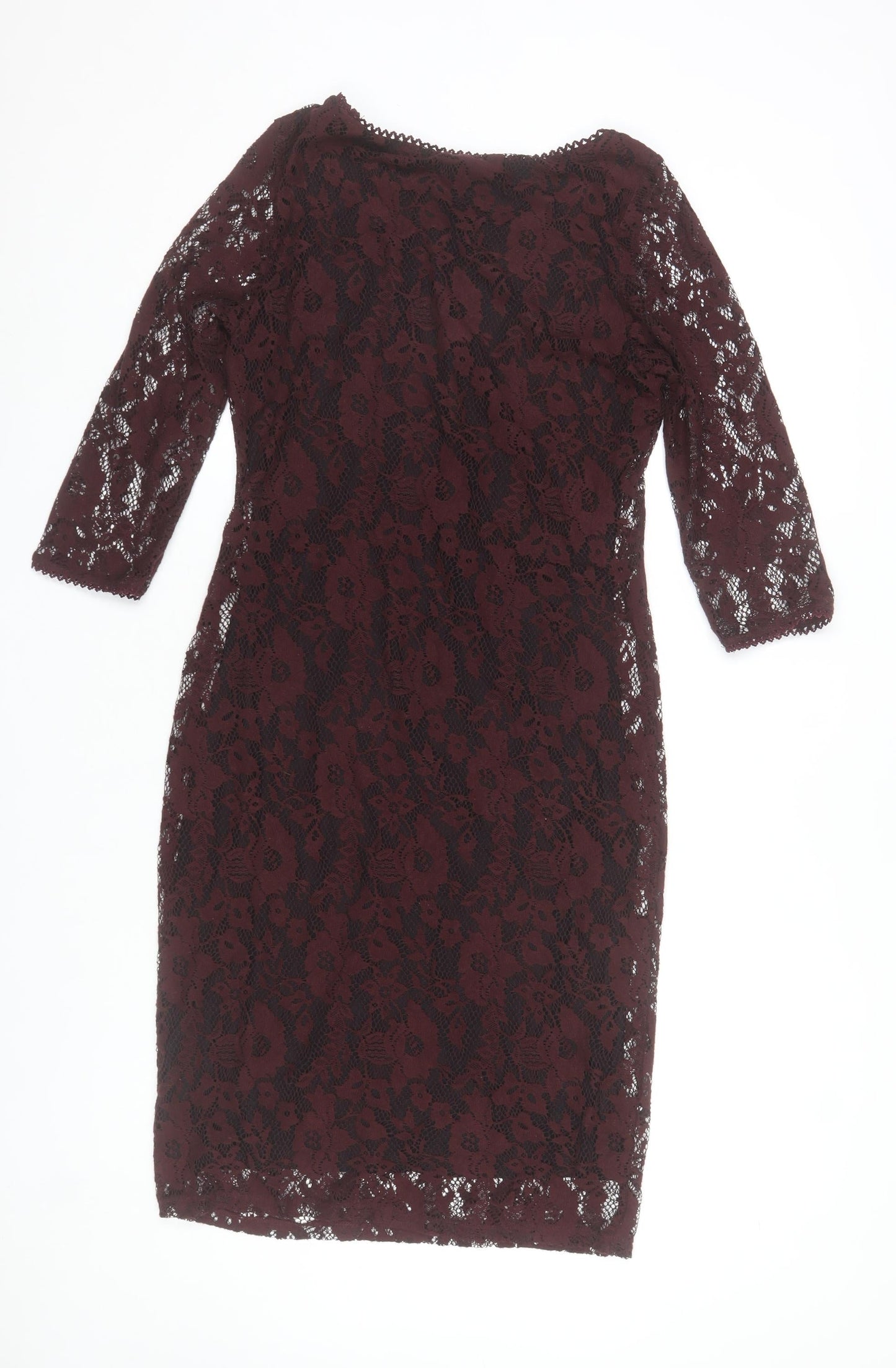Marks and Spencer Women’s Brown Lace Floral Sheath Dress UK 10