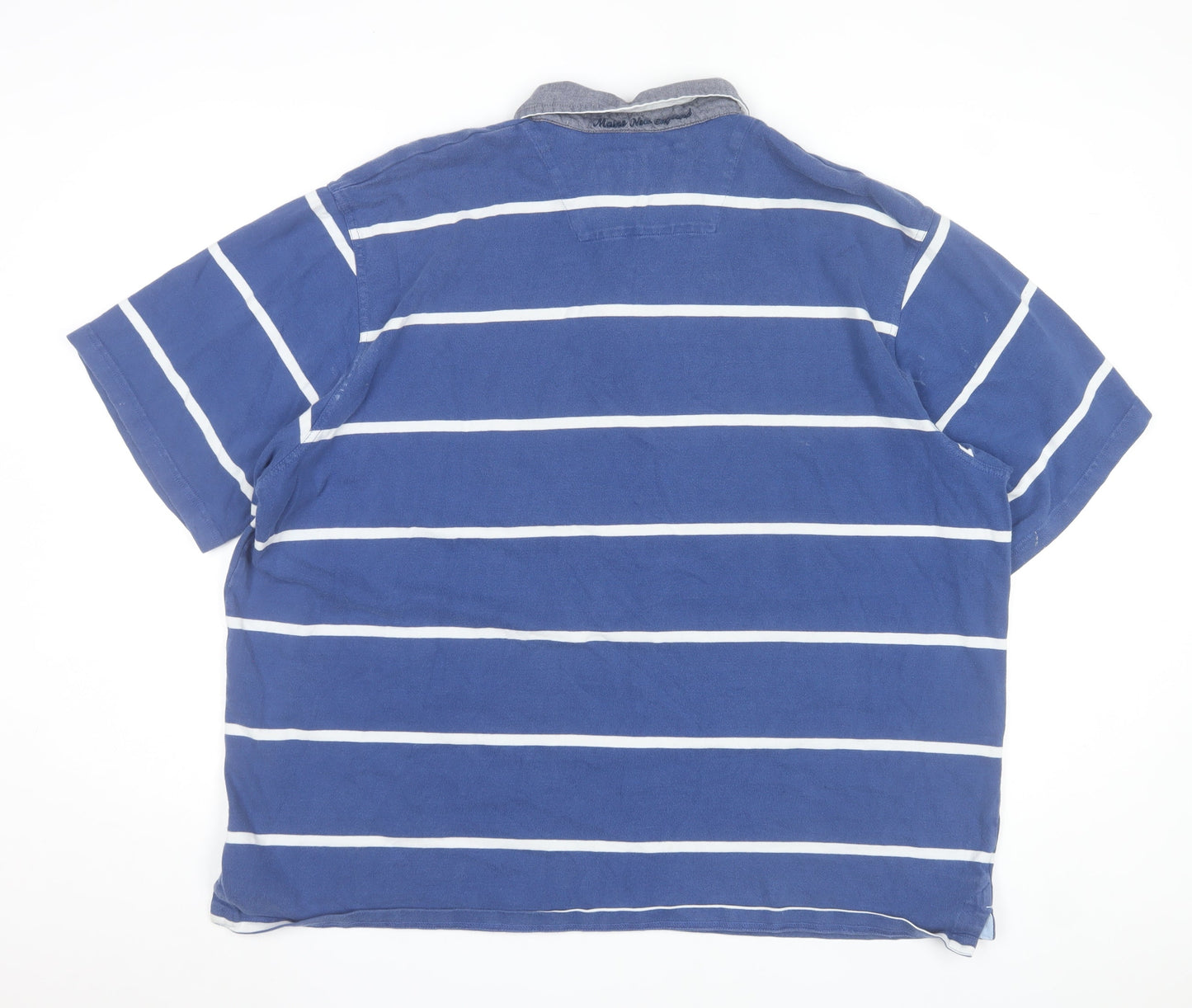 Maine New England Mens Blue Striped Cotton Polo Shirt 2XL
