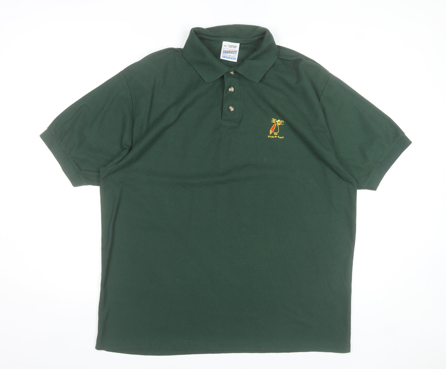 Fruit of the Loom Men’s Green Polo Shirt XL Embroidered Casual
