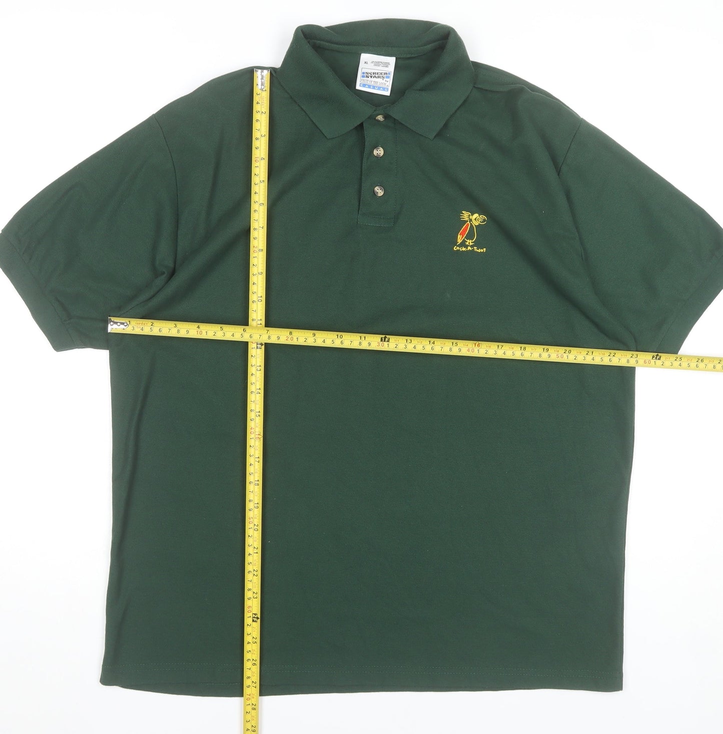 Fruit of the Loom Men’s Green Polo Shirt XL Embroidered Casual