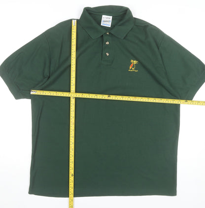 Fruit of the Loom Men’s Green Polo Shirt XL Embroidered Casual