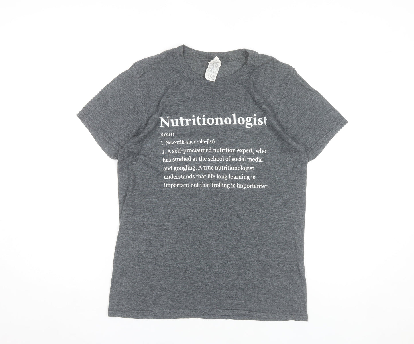 Gildan Women’s Grey Nutritionologist Funny Quote T-Shirt Size S