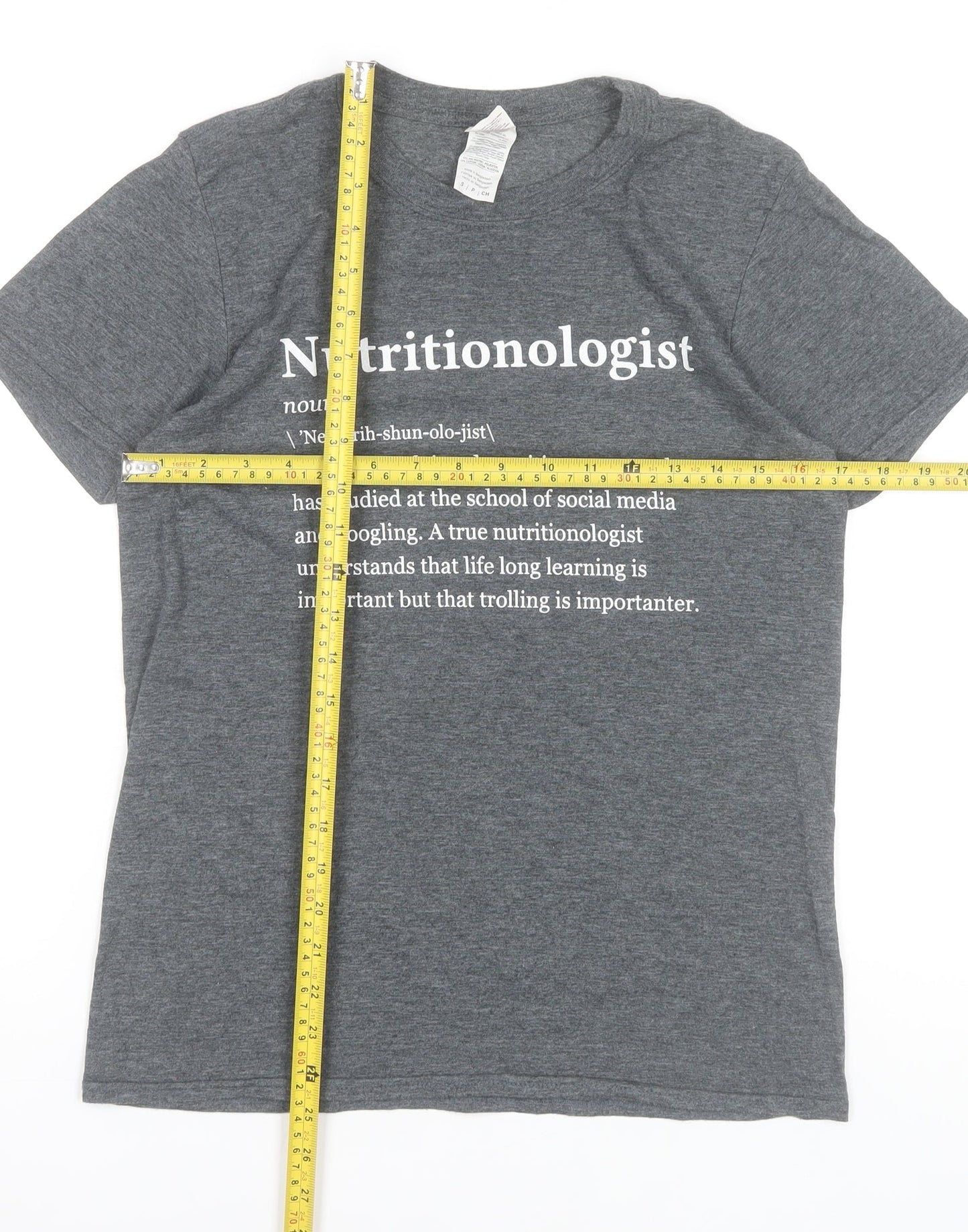 Gildan Women’s Grey Nutritionologist Funny Quote T-Shirt Size S