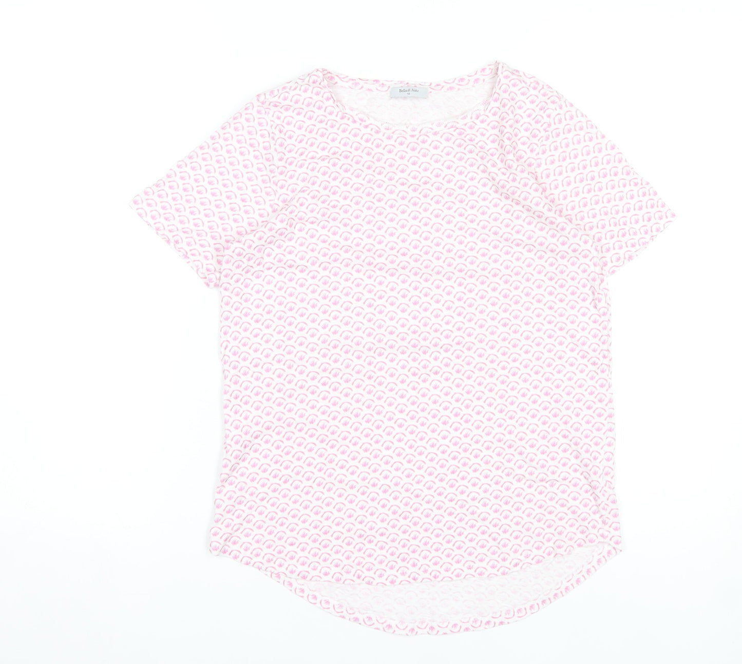 Bella di Notte Womens Pink Geometric Jersey T-Shirt Size 10