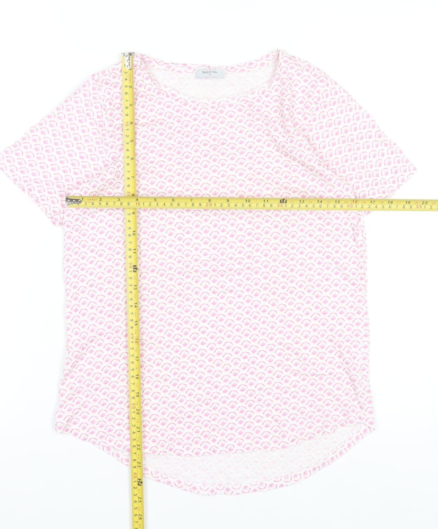 Bella di Notte Womens Pink Geometric Jersey T-Shirt Size 10
