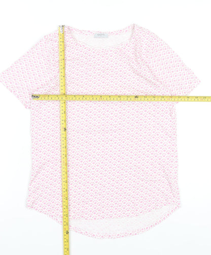 Bella di Notte Womens Pink Geometric Jersey T-Shirt Size 10
