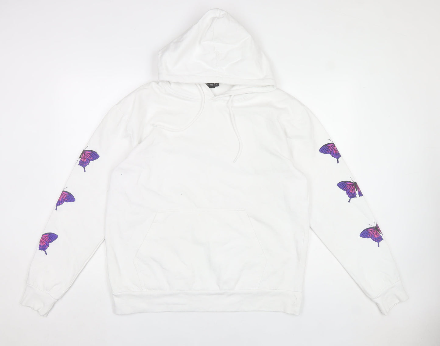 PrettyLittleThing Women’s White Butterfly Hoodie Small Pullover