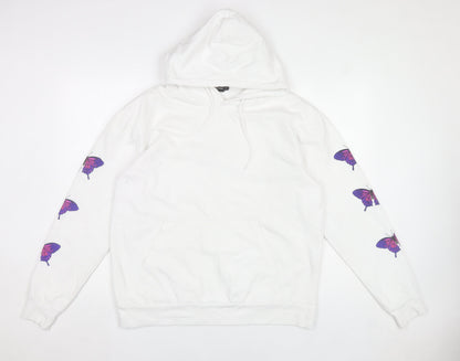 PrettyLittleThing Women’s White Butterfly Hoodie Small Pullover