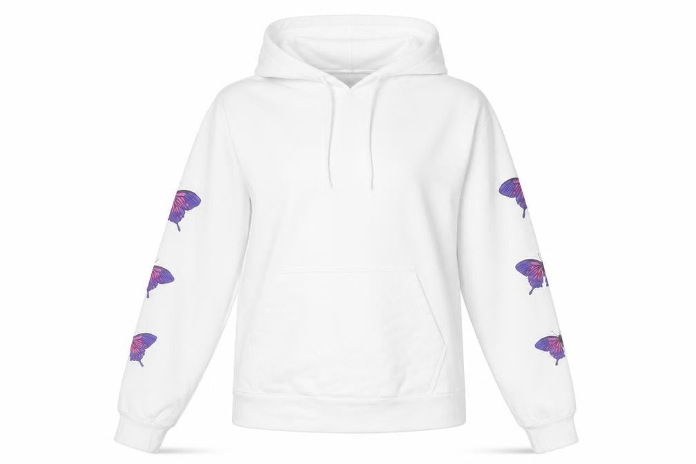 PrettyLittleThing Women’s White Butterfly Hoodie Small Pullover