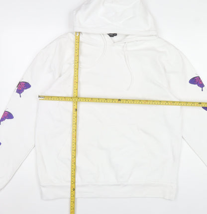 PrettyLittleThing Women’s White Butterfly Hoodie Small Pullover
