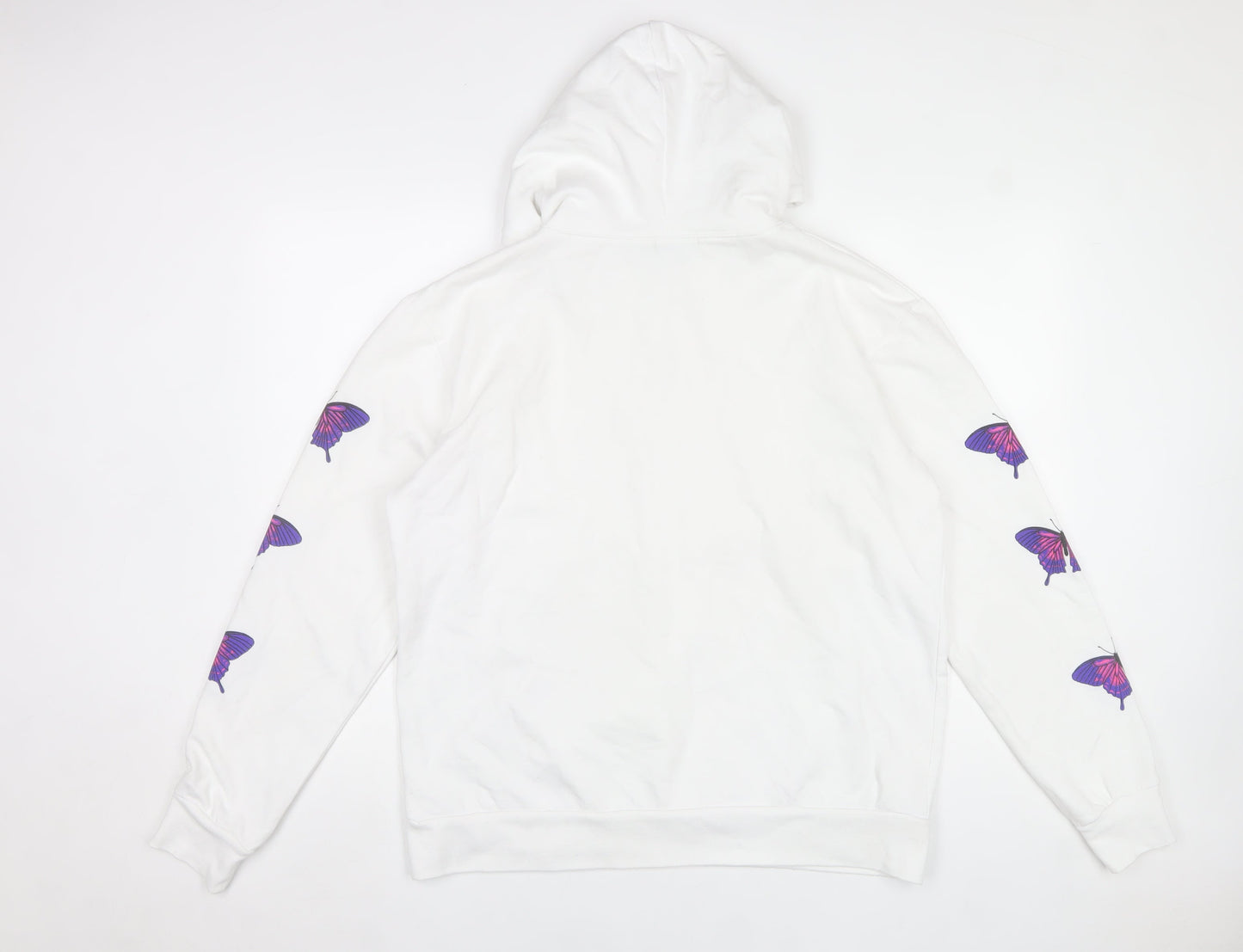 PrettyLittleThing Women’s White Butterfly Hoodie Small Pullover