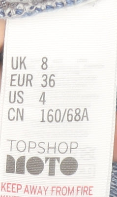 Topshop Women Blue Size 8 Mini Denim Skirt Pockets Fringe