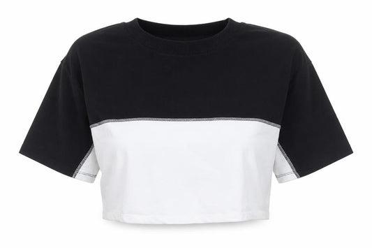 ASOS Women’s Black White Colourblock Cropped T-Shirt UK 16