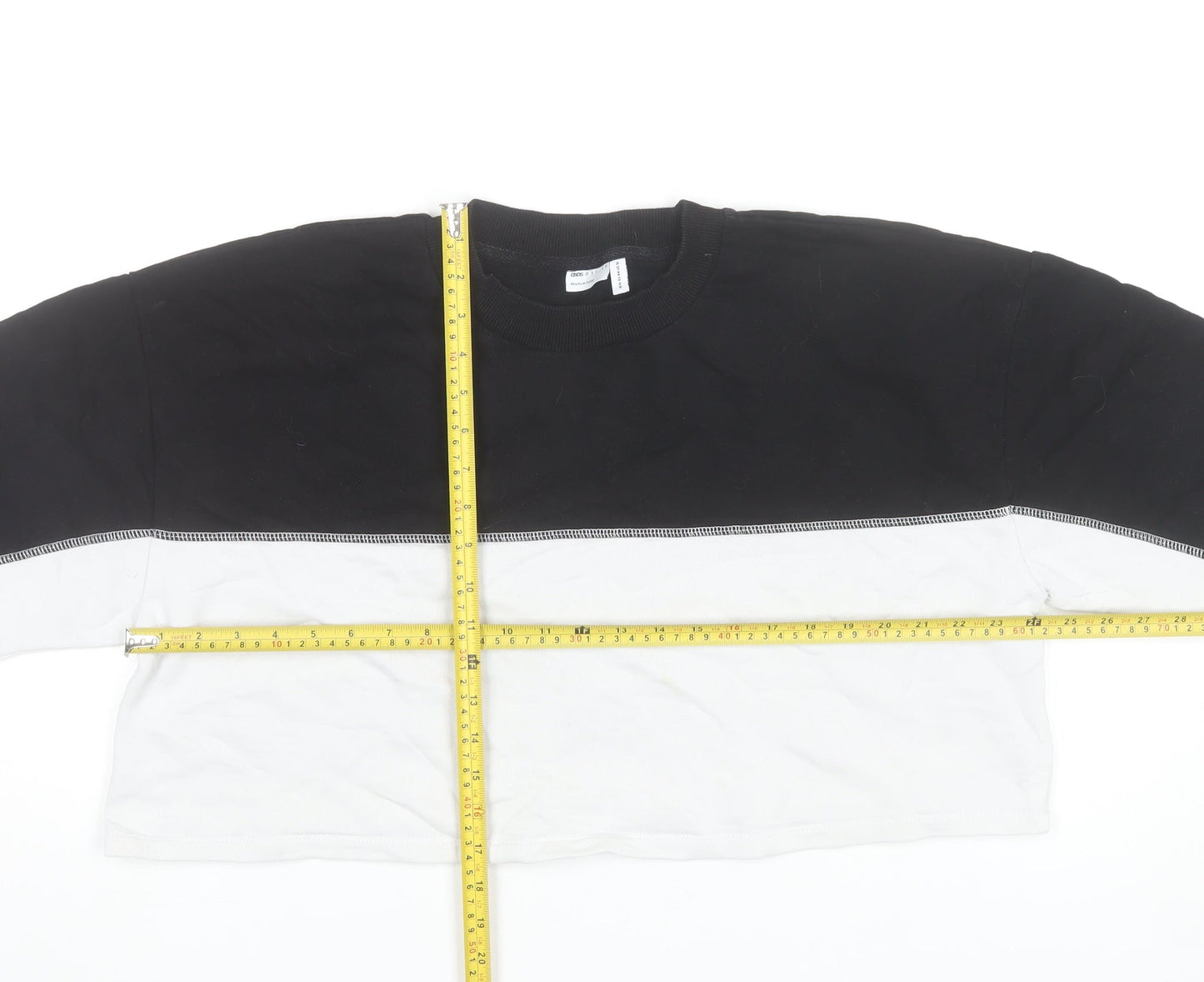 ASOS Women’s Black White Colourblock Cropped T-Shirt UK 16