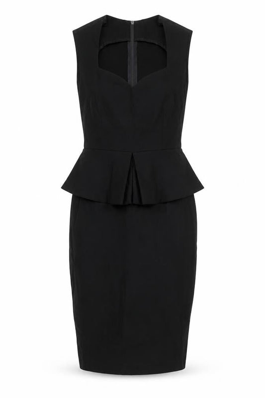 Vesper Women's Black Size 8 Peplum Pencil Dress Sleeveless Knee Length