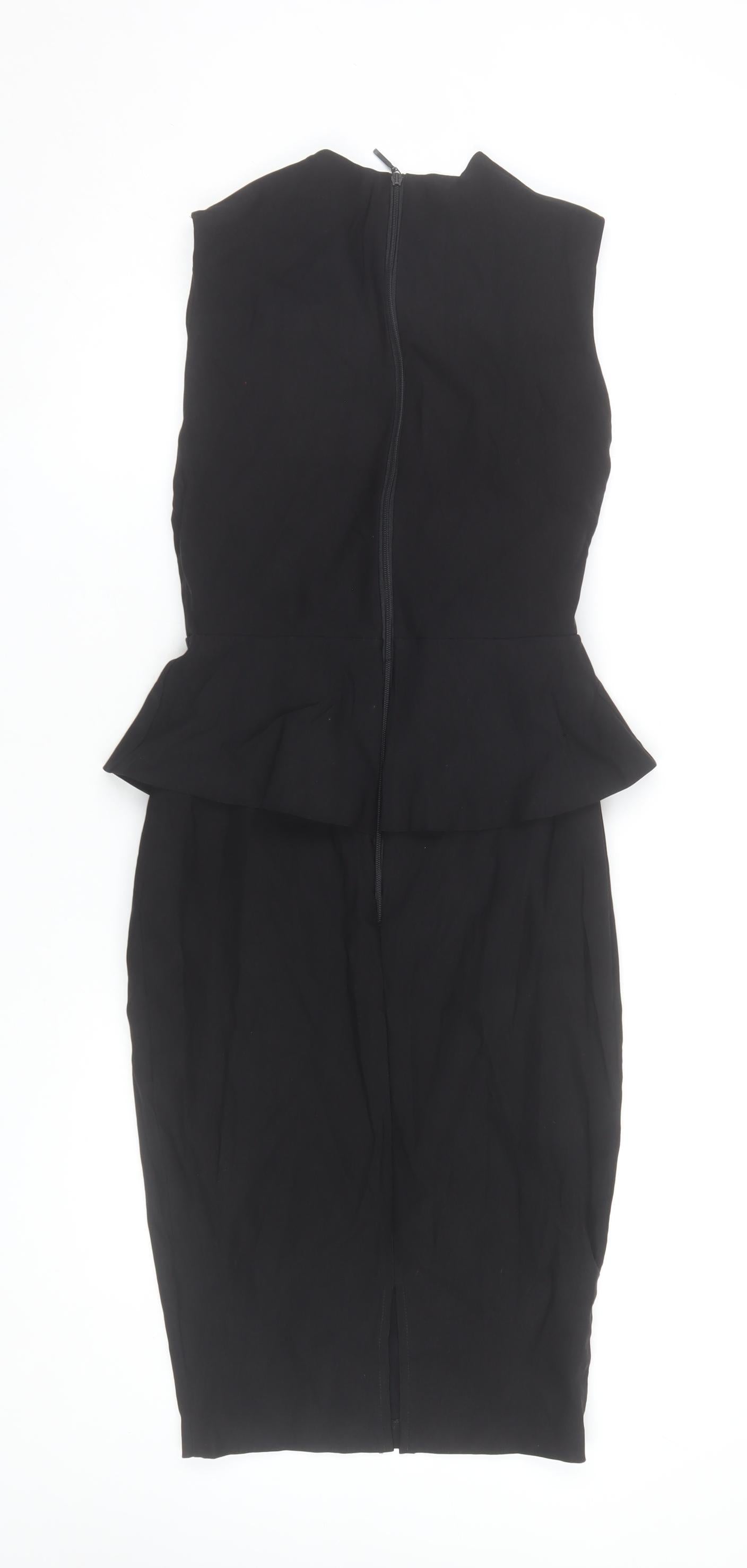 Vesper Women's Black Size 8 Peplum Pencil Dress Sleeveless Knee Length