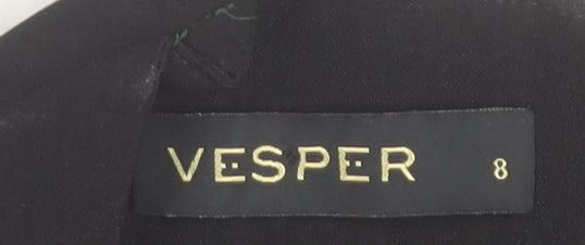 Vesper Women's Black Size 8 Peplum Pencil Dress Sleeveless Knee Length