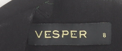 Vesper Women's Black Size 8 Peplum Pencil Dress Sleeveless Knee Length