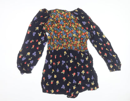 ASOS Womens Multicoloured Floral Long Sleeve Playsuit UK 18