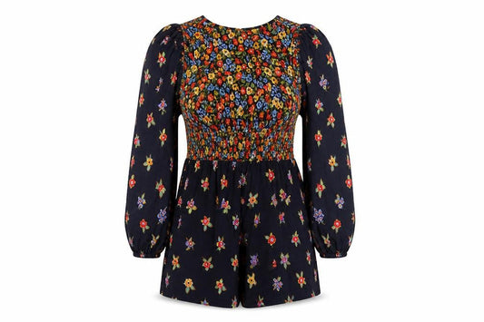 ASOS Womens Multicoloured Floral Long Sleeve Playsuit UK 18