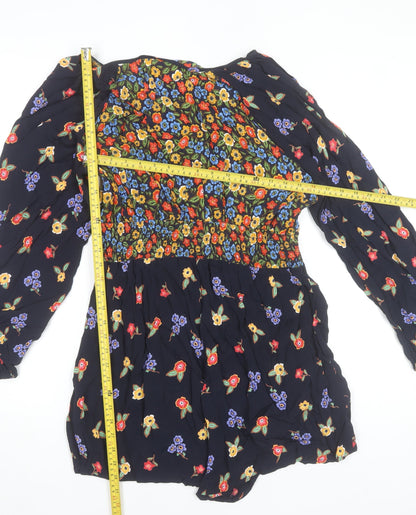 ASOS Womens Multicoloured Floral Long Sleeve Playsuit UK 18