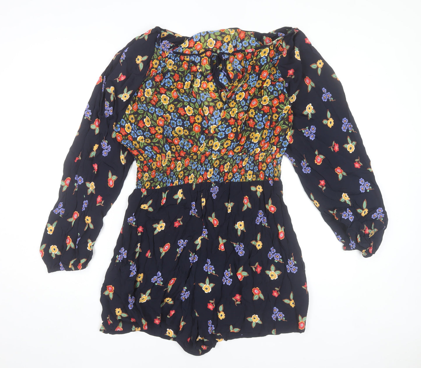 ASOS Womens Multicoloured Floral Long Sleeve Playsuit UK 18