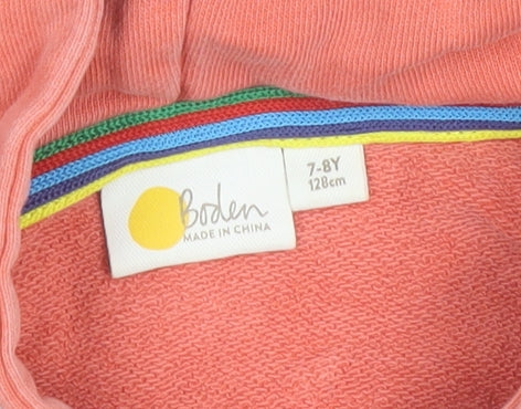 Boys UK Size 7-8 Years Boden Pink Pullover Hoodie