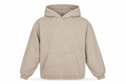 Front view of ASOS DESIGN Men’s Beige Pullover Hoodie, size S, Regular Fit