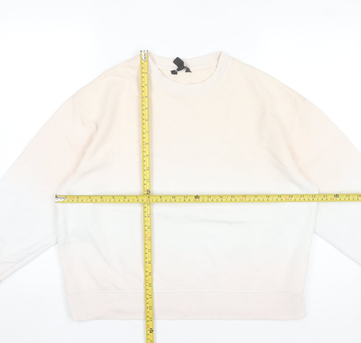 New Look Women’s Ivory Pullover Sweatshirt Size S Cotton Blend