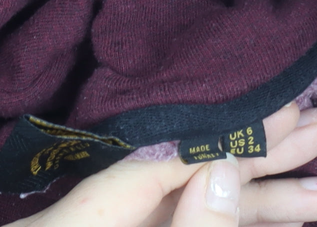 Superdry Womens Red Hoodie Size 6 Pullover Logo Glitter Hooded Sweatshirt