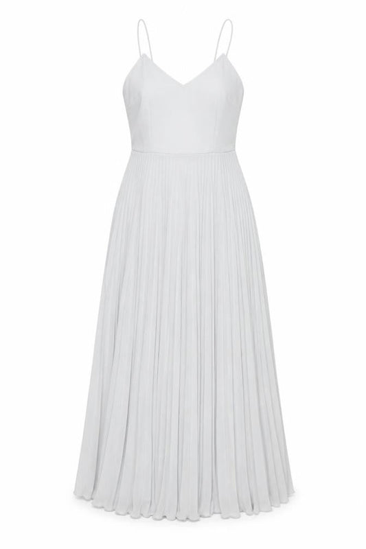 ASOS Women’s Grey Size 8 Midi Pleated Slip Dress V-Neck