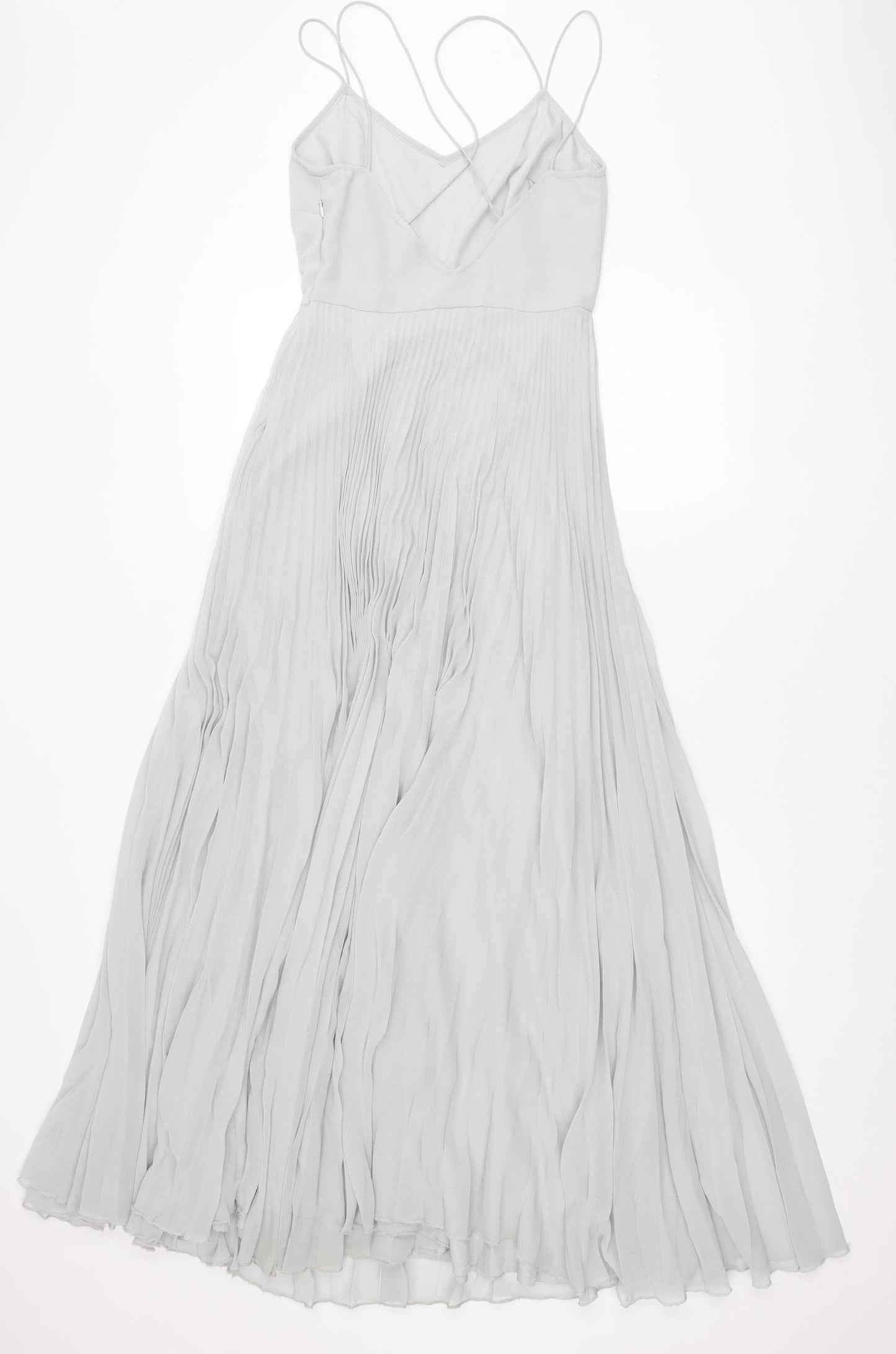 ASOS Women’s Grey Size 8 Midi Pleated Slip Dress V-Neck