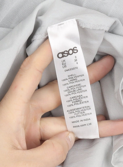 ASOS Women’s Grey Size 8 Midi Pleated Slip Dress V-Neck