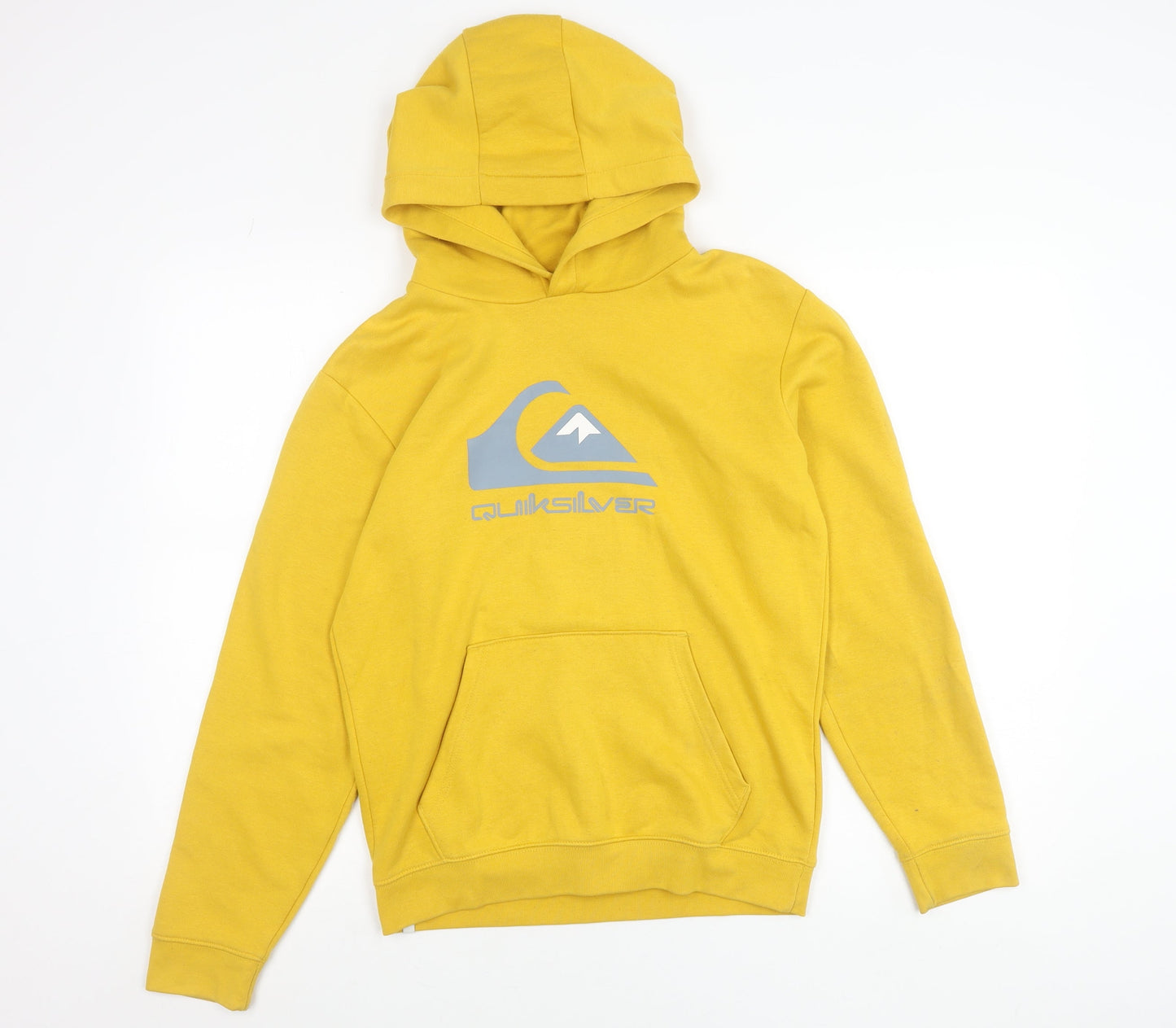 Quiksilver Boys Yellow Pullover Hoodie 14 Years Logo Graphic Surf Skate