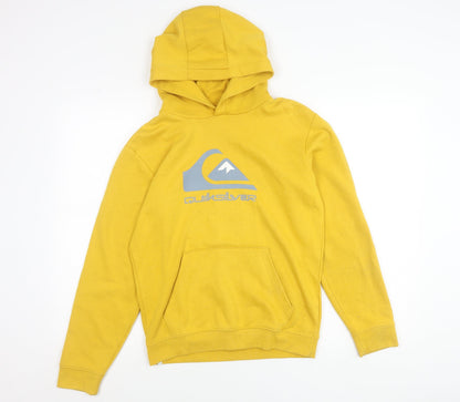 Quiksilver Boys Yellow Pullover Hoodie 14 Years Logo Graphic Surf Skate