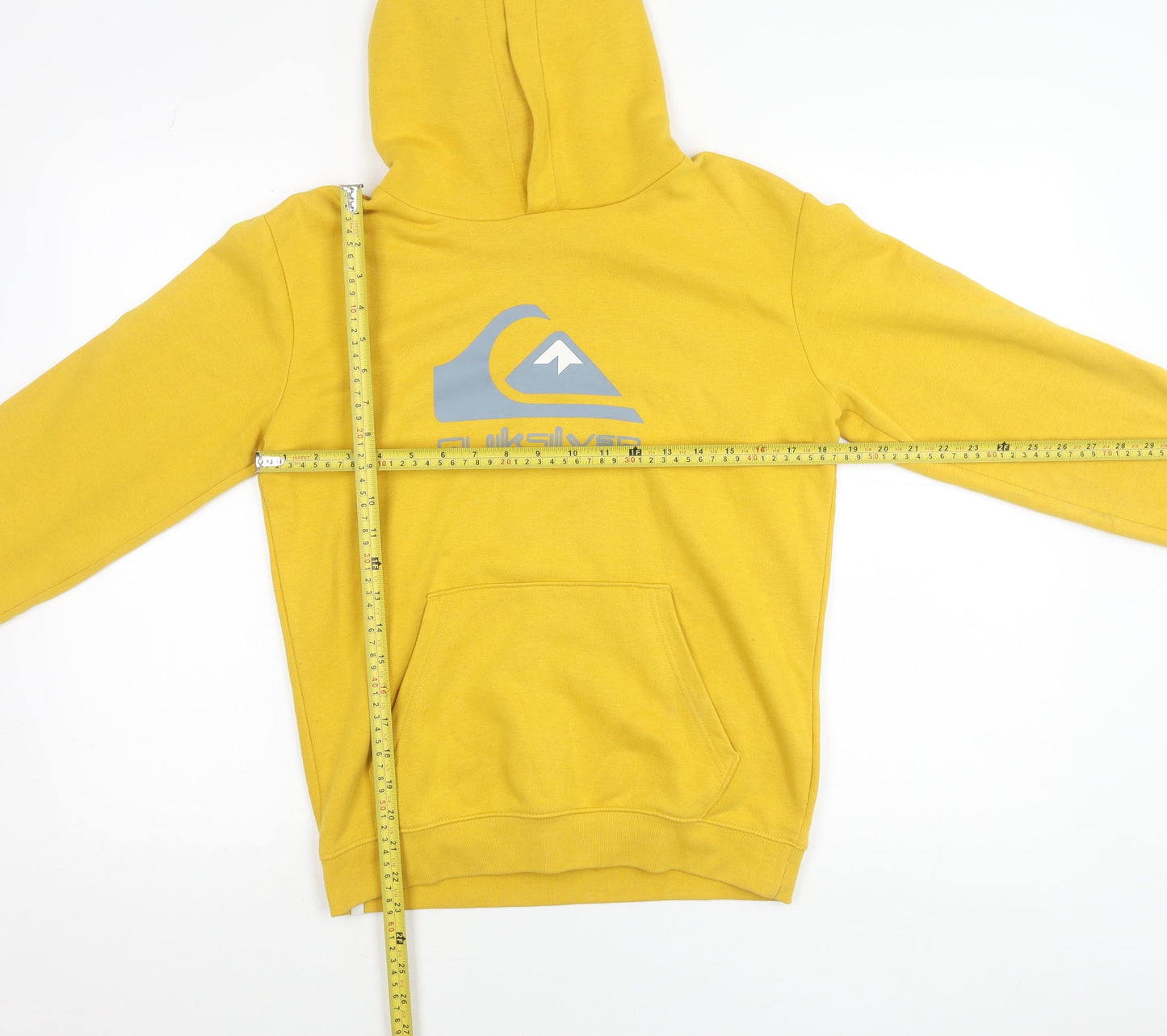 Quiksilver Boys Yellow Pullover Hoodie 14 Years Logo Graphic Surf Skate
